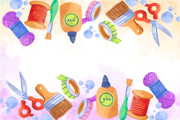 Free vector watercolor art supplies background