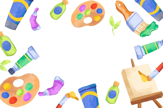 Free Vector watercolor art supplies background