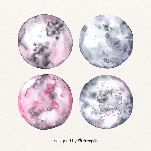 Free vector watercolor artistic moon collection