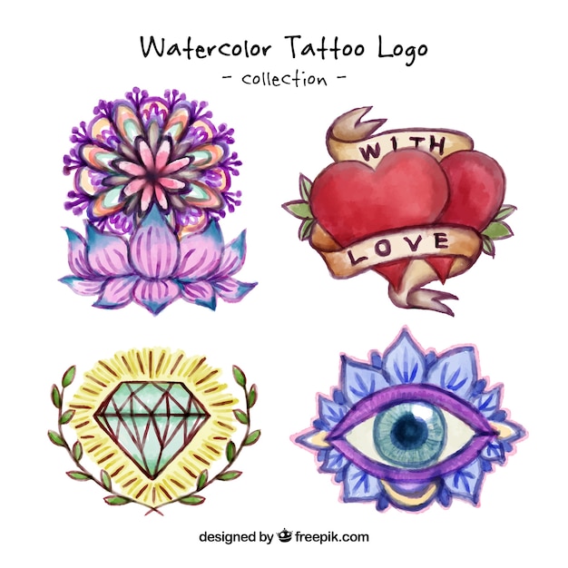 Free vector watercolor artistic tattoo logos