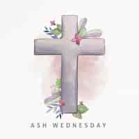 Free vector watercolor ash wednesday cross