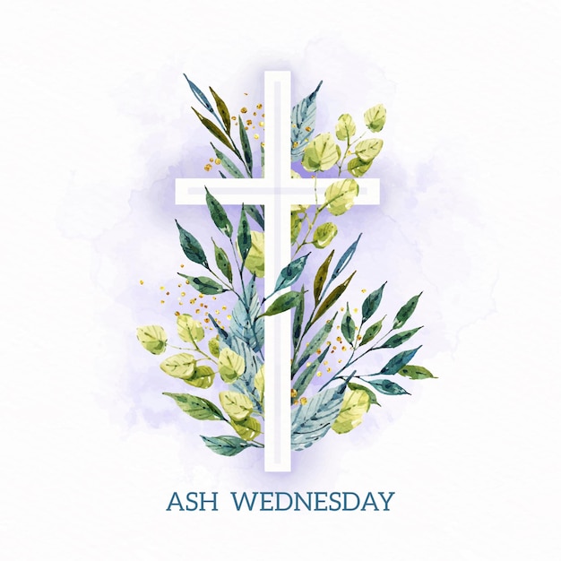 Free vector watercolor ash wednesday template