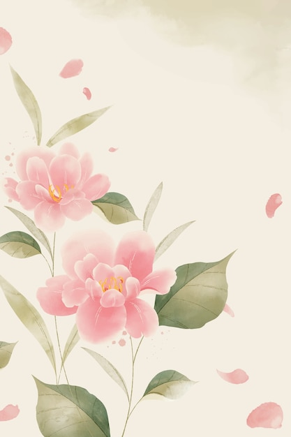 수채화 아시아 꽃 그림