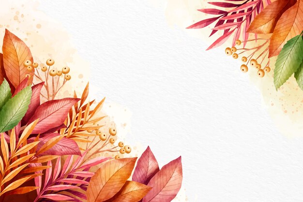 Watercolor autumn background with empty space