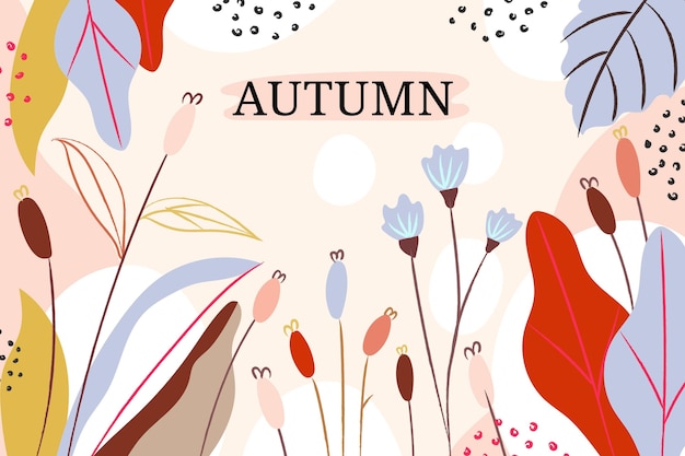 葉と花の水彩画の秋の背景