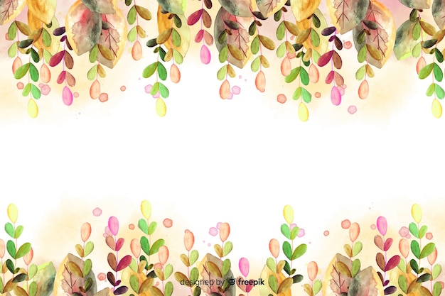 Free vector watercolor autumn background with leaves