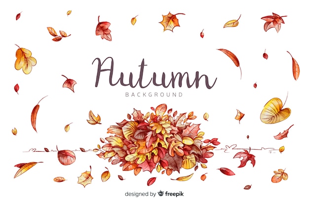 Free vector watercolor autumn background with leaves