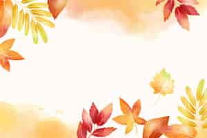 免费矢量水彩秋天背景用树叶
