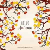 Free vector watercolor autumn background withleaves