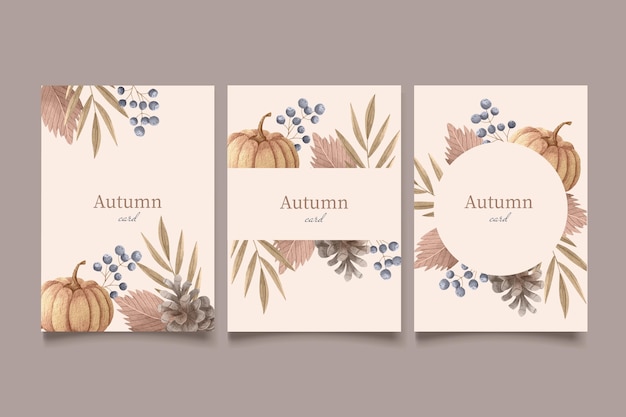 Free vector watercolor autumn cards collection