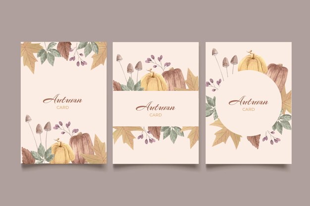 Watercolor autumn cards collection