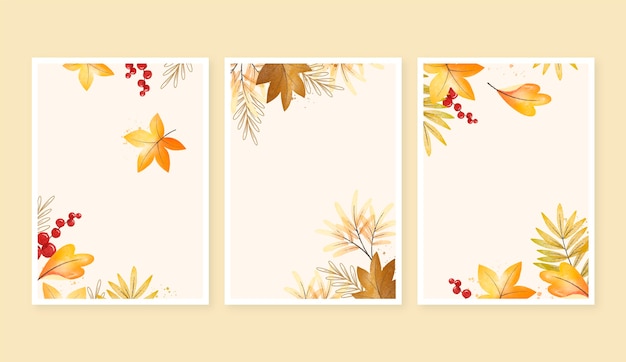 水彩秋のカードコレクション
