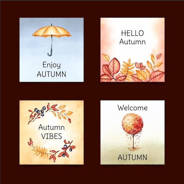 Watercolor autumn cards