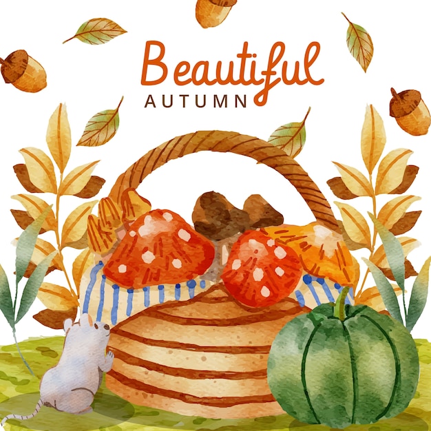 Watercolor autumn celebration illustration