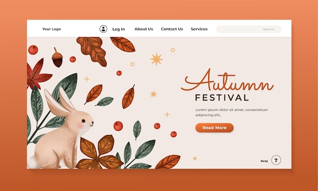 Watercolor autumn celebration landing page template