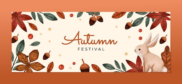 Free vector watercolor autumn celebration social media cover template