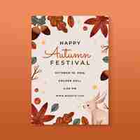 Free vector watercolor autumn celebration vertical poster template