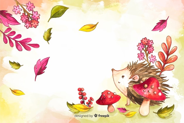 Бесплатное векторное изображение Акварель осенние цветы и листья фон