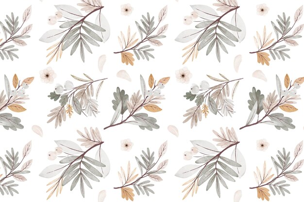 Watercolor autumn forest bouquet pattern