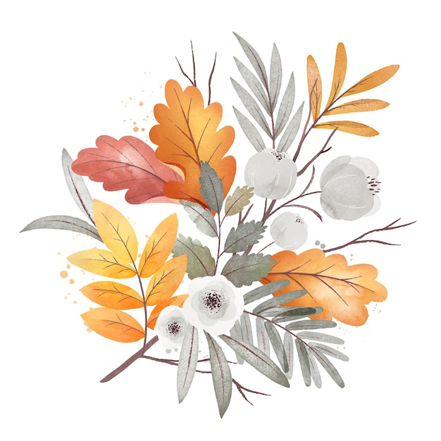 Free vector watercolor autumn forest bouquet