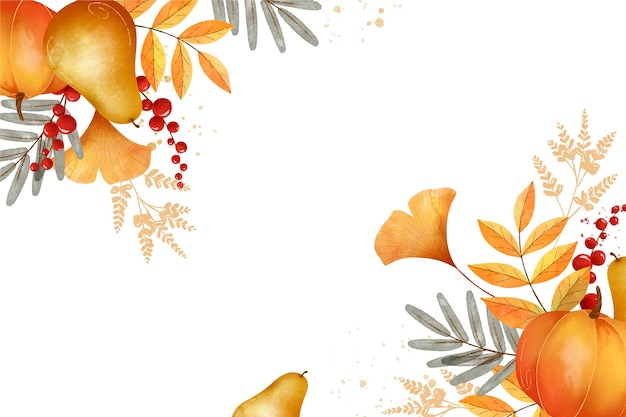 Watercolor autumn harvest background