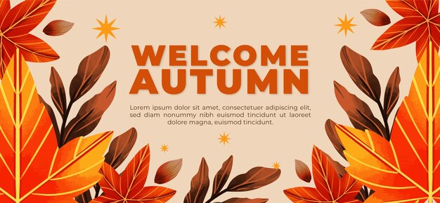 Watercolor autumn horizontal banner tenokate