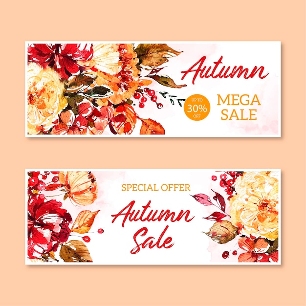 Banner orizzontale autunno dell'acquerello