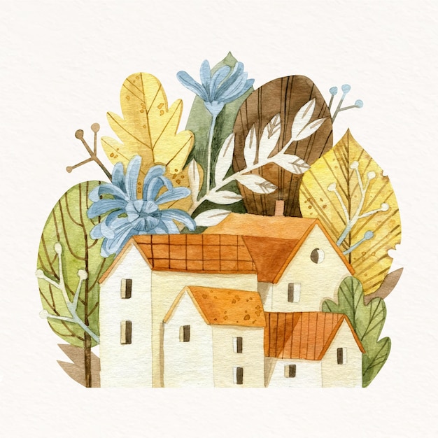 Vettore gratuito illustrazione di autunno dell'acquerello