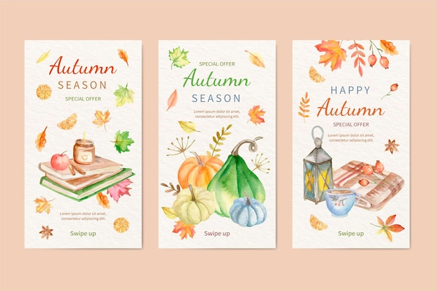 水彩の秋のInstagramの物語のコレクション