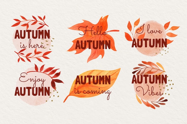 Watercolor autumn labels collection