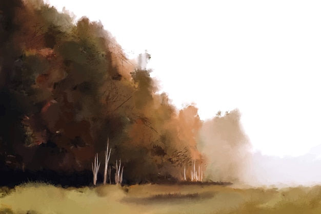 Watercolor autumn landscape