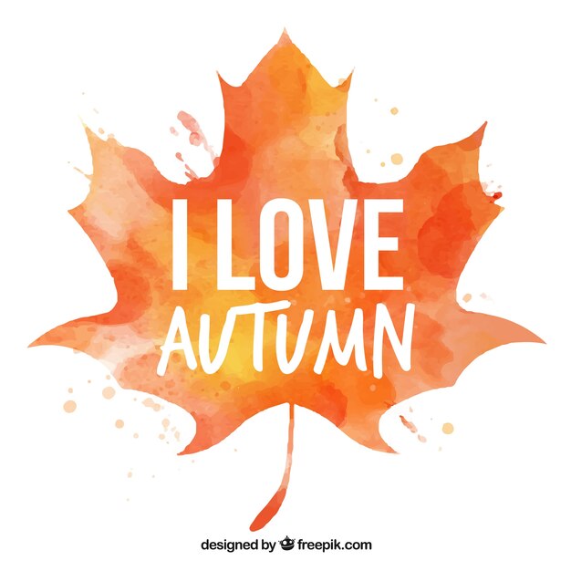 Watercolor autumn leaf background