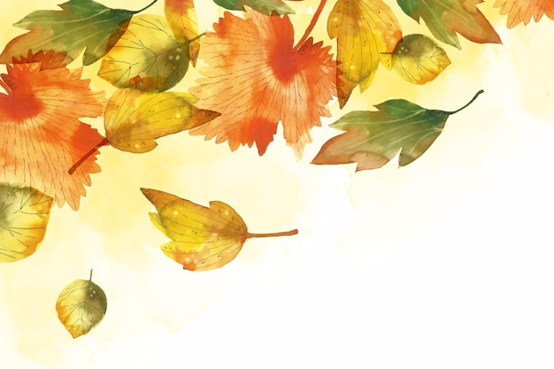 Watercolor autumn leaves background