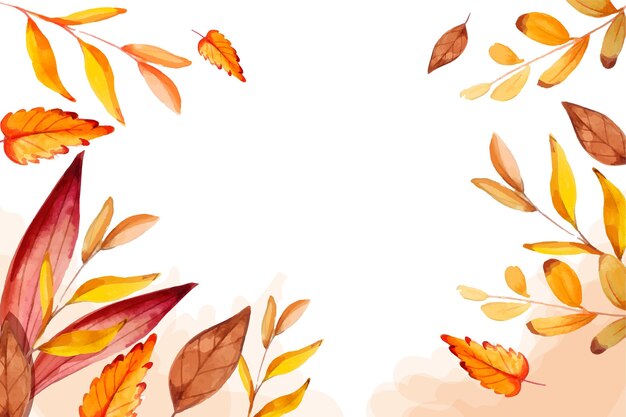 Watercolor autumn leaves background