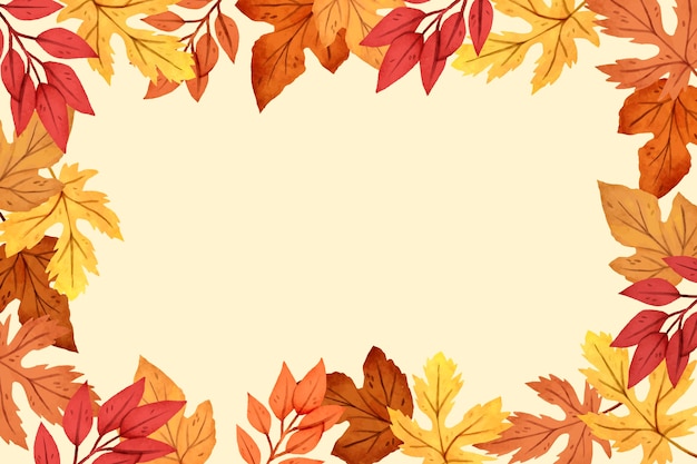 Watercolor autumn leaves background