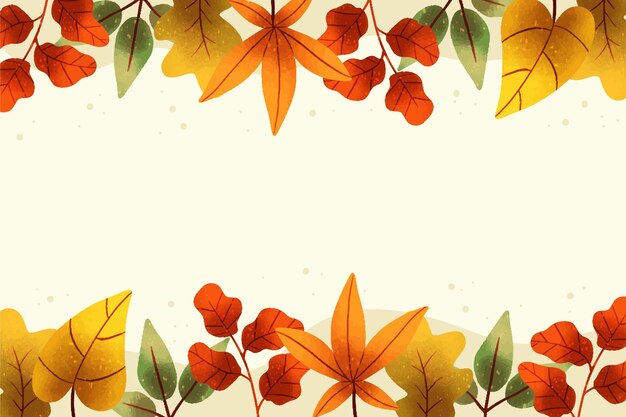 Watercolor autumn leaves background