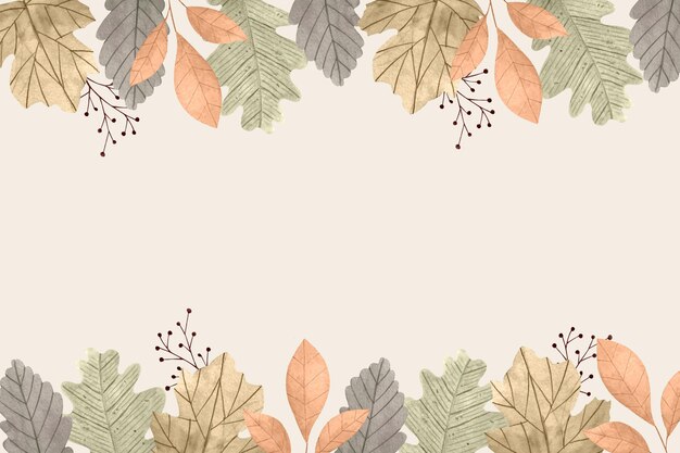 Watercolor autumn leaves background