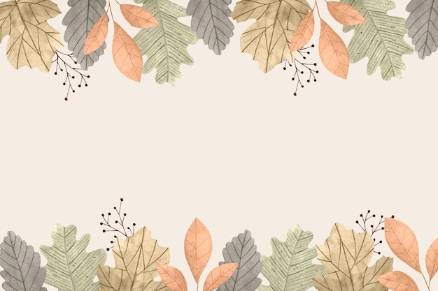 Watercolor autumn leaves background