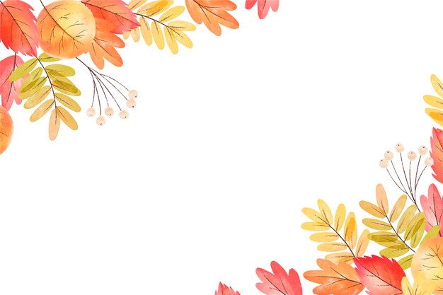 Watercolor autumn leaves background