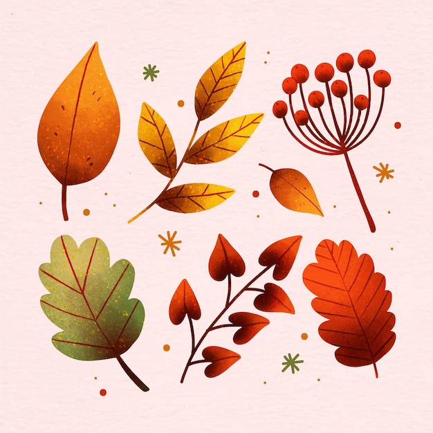 Watercolor autumn leaves collection