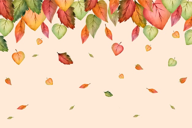 Watercolor autumn leaves falling