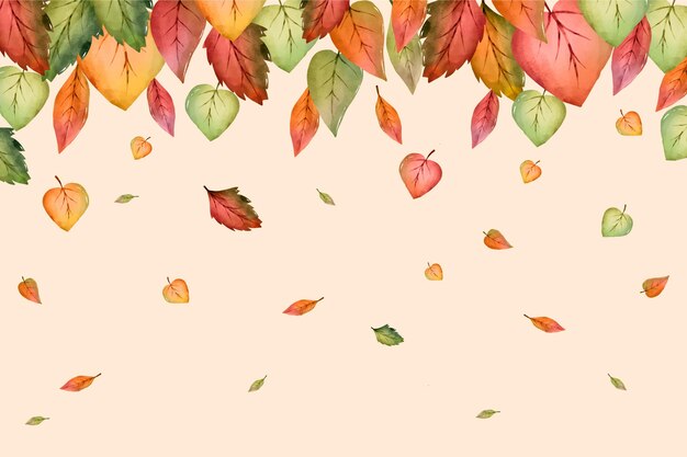 watercolor autumn leaves falling