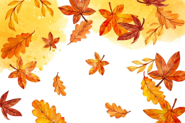 Free vector watercolor autumn leaves falling