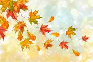 Free vector watercolor autumn leaves falling