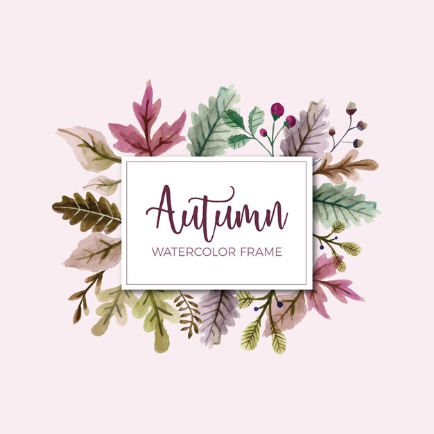 Watercolor autumn leaves frame