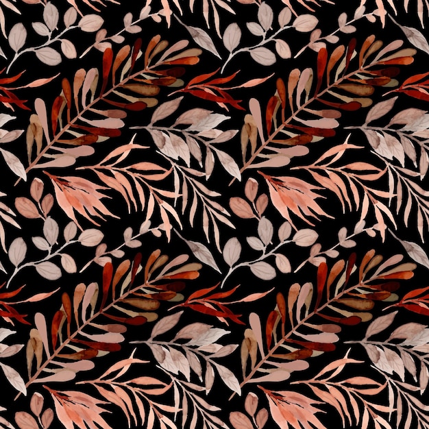 Free vector watercolor autumn leaves seamless pattern