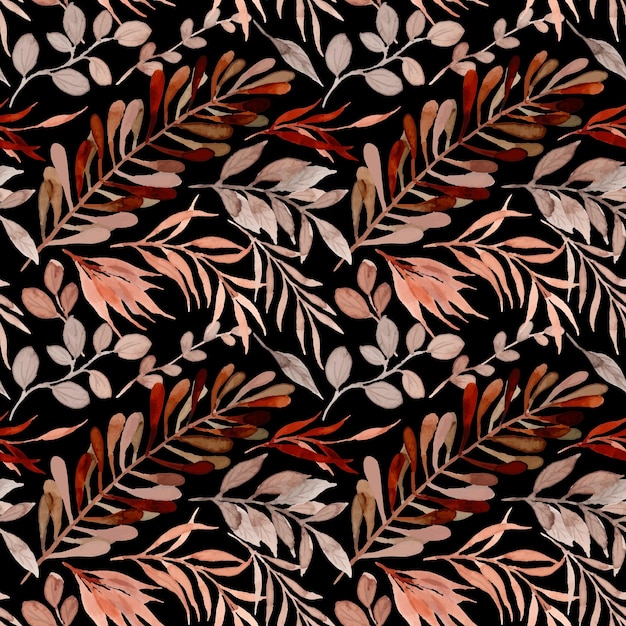 Watercolor autumn leaves seamless pattern