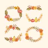 Free vector watercolor autumn ornaments collection