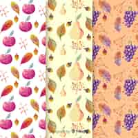 Free vector watercolor autumn pattern collection with leaves