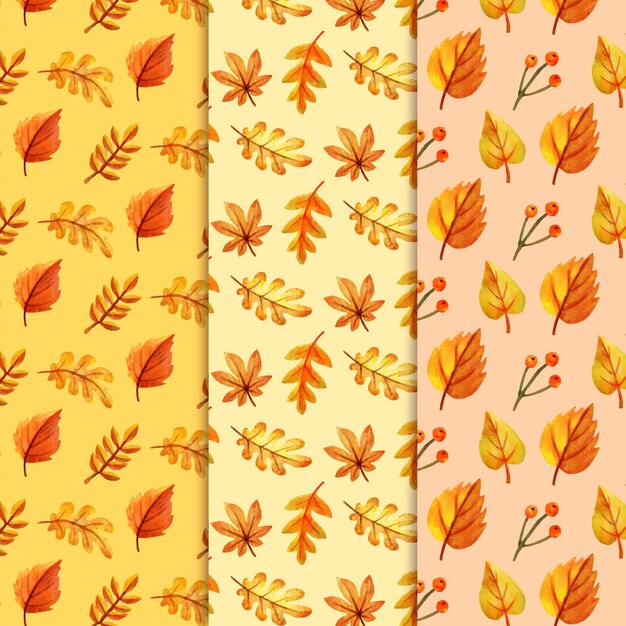 Watercolor autumn pattern collection